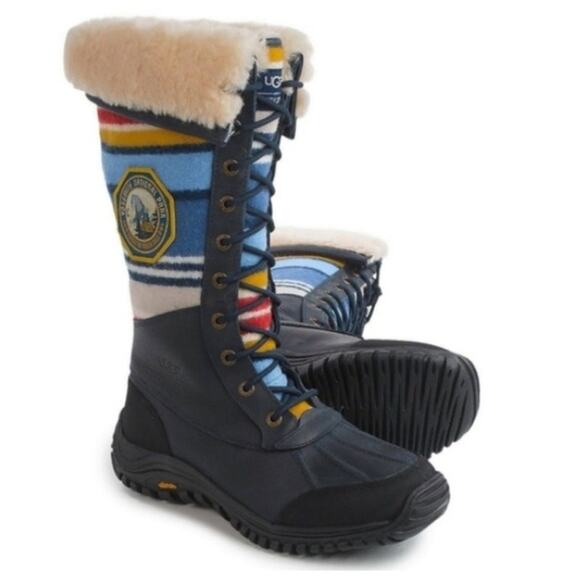 UGG x Pendleton Adirondack Yosemite Waterproof Tall Lace-up Boots, Size 5.5